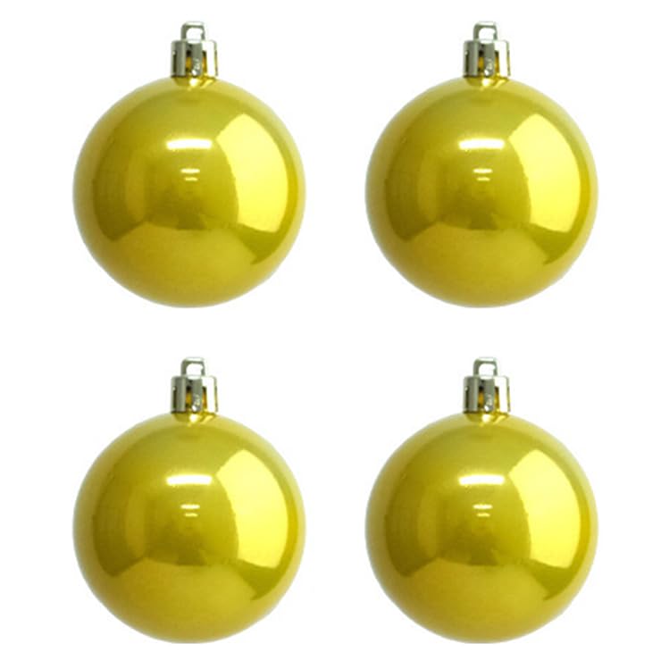 YYCRAFT Shiny Pearly Christmas Ball Ornaments 10CM Faux Glass Ball for Christmas Decoration Box Set (4 Pack,Shiny Gold)